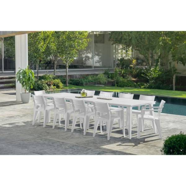 Table de jardin - rectangulaire - blanc - en résine - 8 a 10 personnes - Lima - Allibert by KETER - Image 2