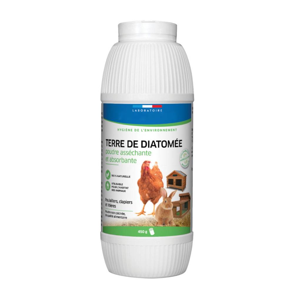 Francodex - Terre de Diatomée 450 g  Poudre Asséchante et Absorbante pour POULE et RONGEUR basse cours - Image 1