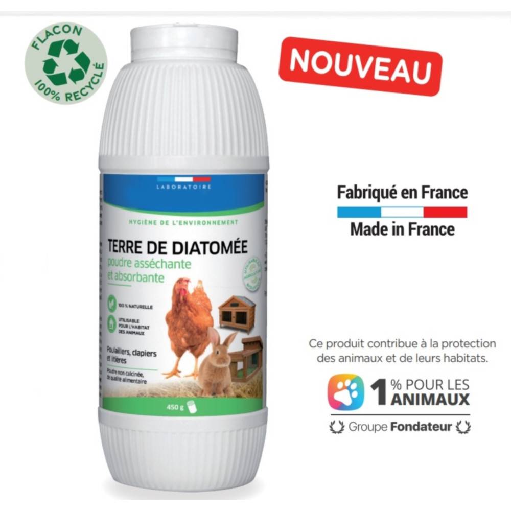 Francodex - Terre de Diatomée 450 g  Poudre Asséchante et Absorbante pour POULE et RONGEUR basse cours - Image 5