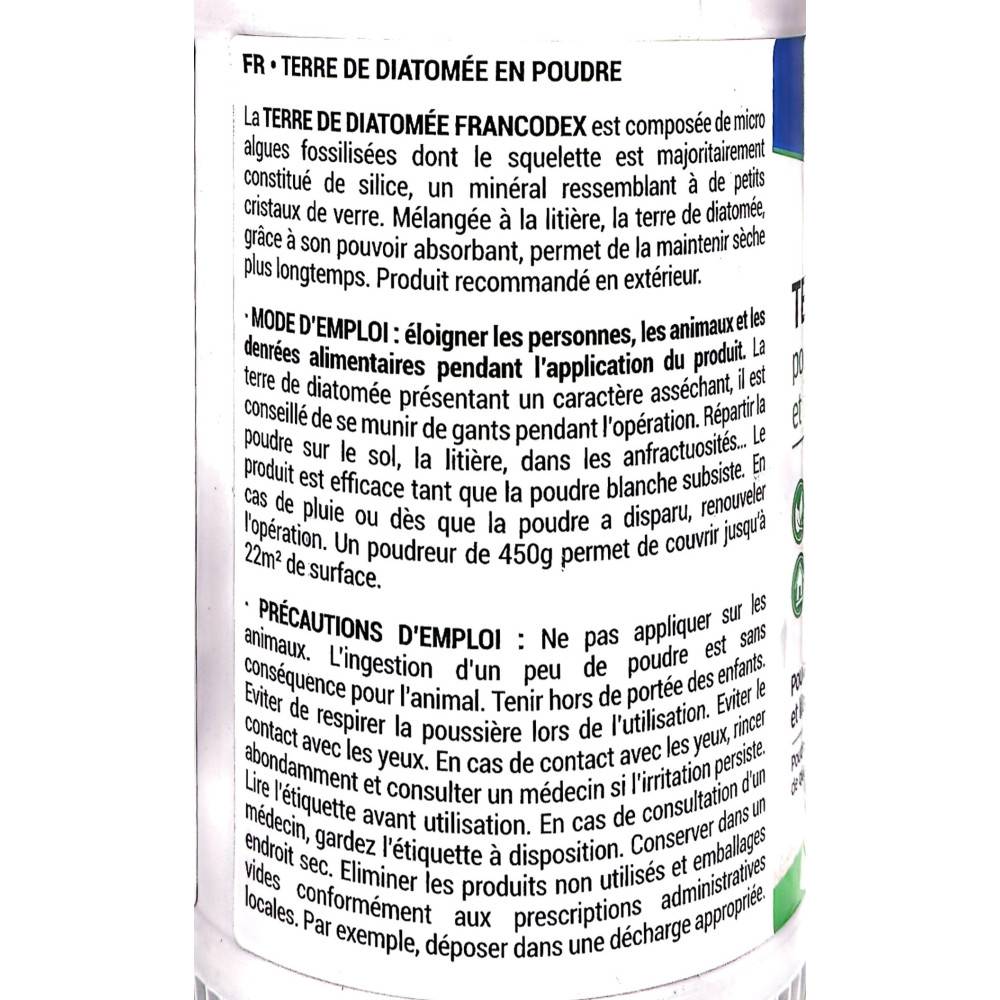 Francodex - Terre de Diatomée 450 g  Poudre Asséchante et Absorbante pour POULE et RONGEUR basse cours - Image 3