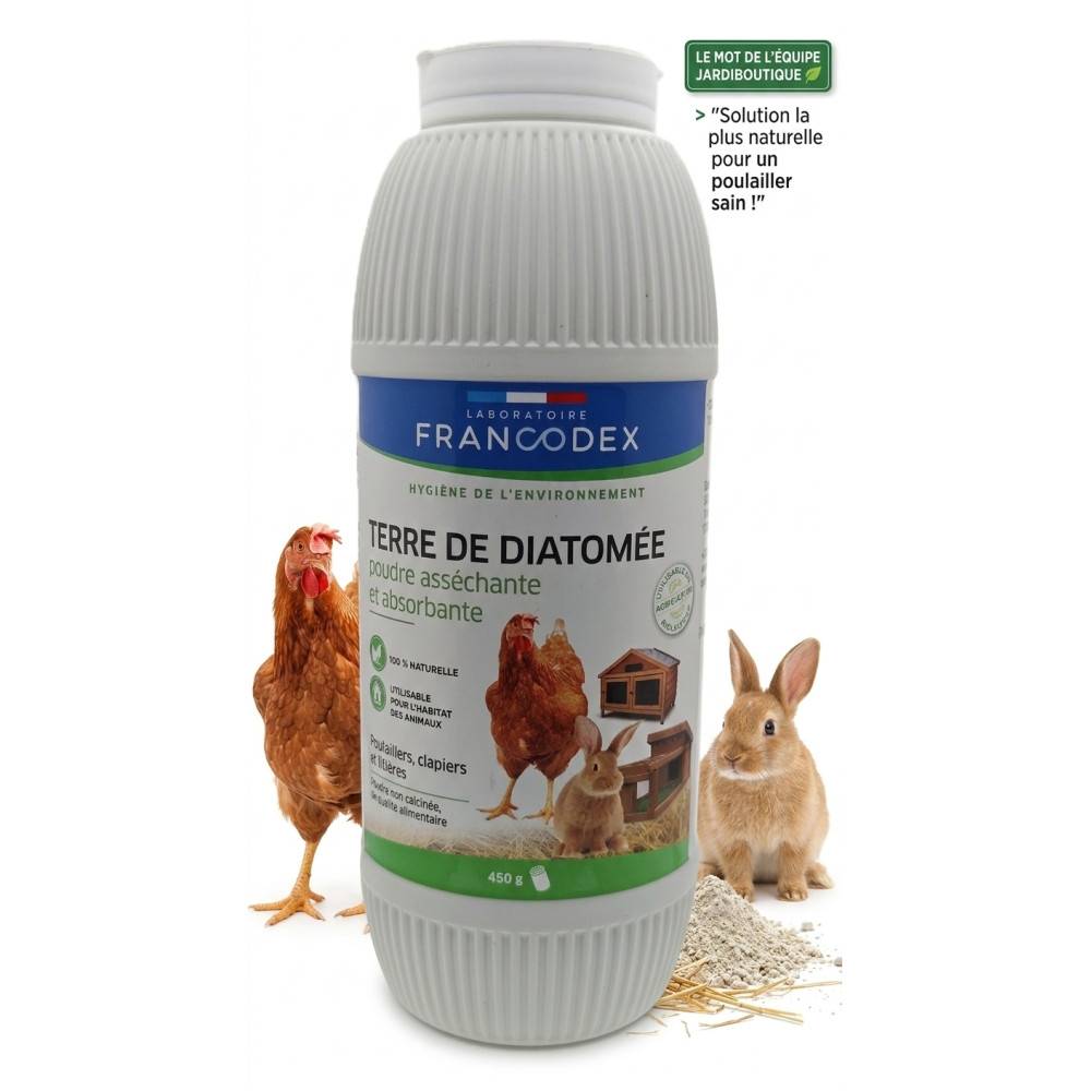 Francodex - Terre de Diatomée 450 g  Poudre Asséchante et Absorbante pour POULE et RONGEUR basse cours - Image 2