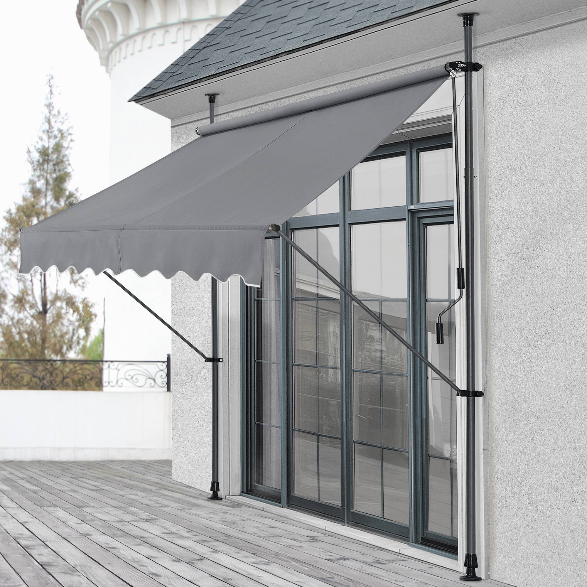 Pro.Tec - Store Banne Téléscopique Acier Polyester 250 x 120 x 220-309 cm Gris Ardoise [pro.tec] - Image 2