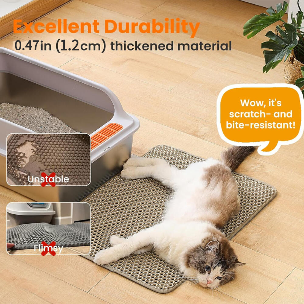 Tapis de litière pour chat, double couche, nid d'abeille, antidérapant, imperméable et anti-urine, accessoire pour chat, 45*60 cm, beige-Lytech - Image 4