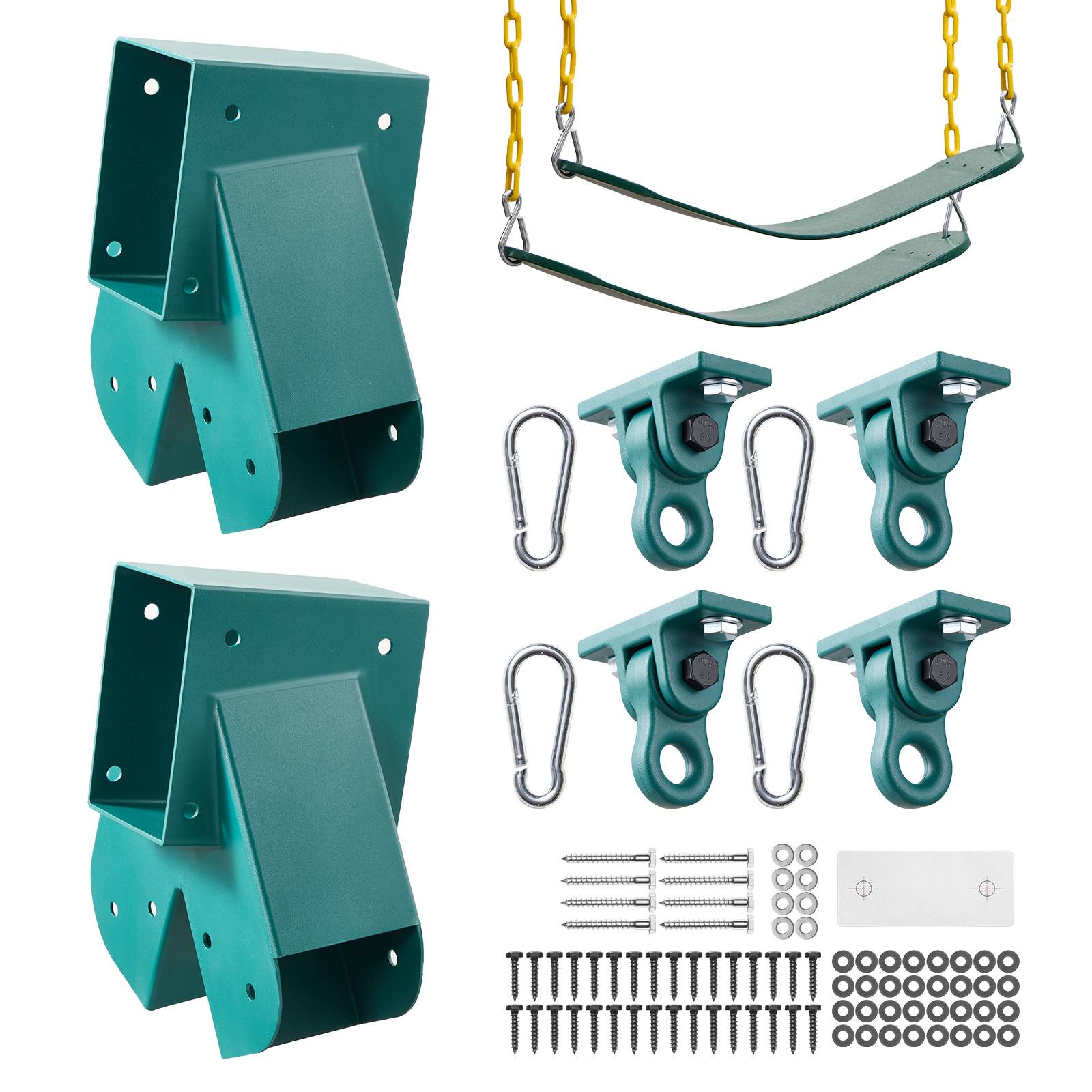 Vevor - VEVOR Kit supports de balançoire en A, 2 sièges, 4 crochets, sangles et quincaillerie, acier anti-rouille, montage facile, vert. - Image 1