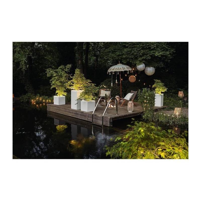 Lechuza - Pot De Fleur Lechuza Canto Stone Cube 40 - Kit Complet Led, Blanc Quartz - Image 5