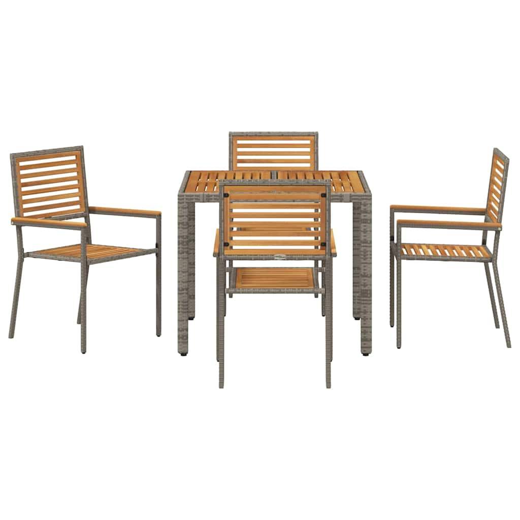 Table et 4 Chaises de Jardin en Polyrotin Bi-matière pour Repas Extérieur Gris et Marron – ComfortXL Outdoor Living - Image 7