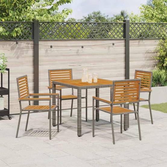 Table et 4 Chaises de Jardin en Polyrotin Bi-matière pour Repas Extérieur Gris et Marron – ComfortXL Outdoor Living - Image 4