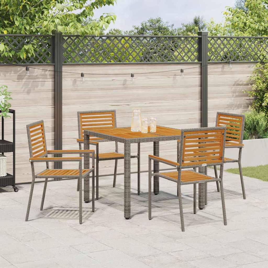 Table et 4 Chaises de Jardin en Polyrotin Bi-matière pour Repas Extérieur Gris et Marron – ComfortXL Outdoor Living - Image 4