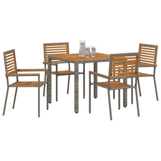 Table et 4 Chaises de Jardin en Polyrotin Bi-matière pour Repas Extérieur Gris et Marron – ComfortXL Outdoor Living - Image 3