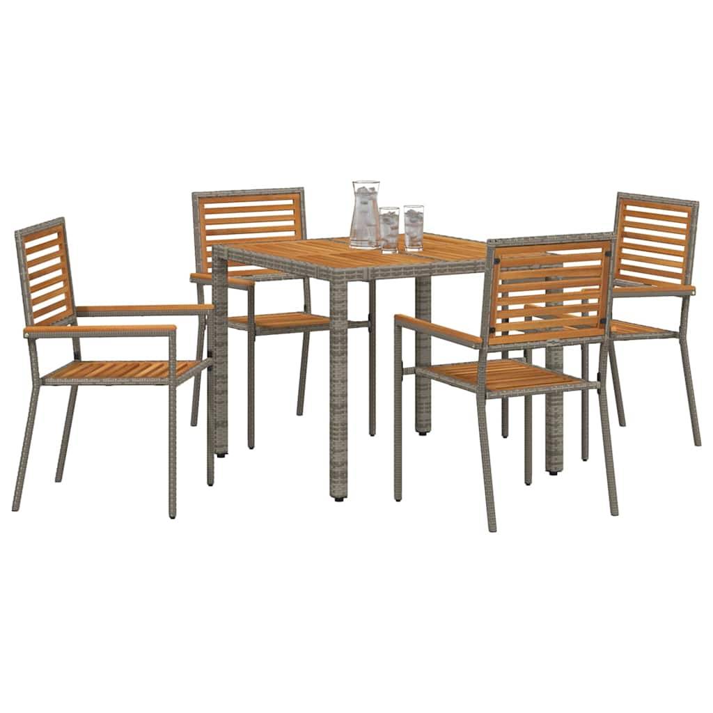 Table et 4 Chaises de Jardin en Polyrotin Bi-matière pour Repas Extérieur Gris et Marron – ComfortXL Outdoor Living - Image 3