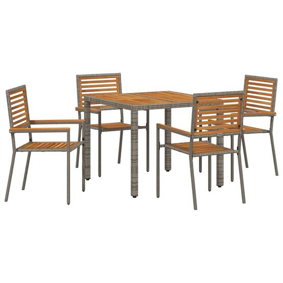 Table et 4 Chaises de Jardin en Polyrotin Bi-matière pour Repas Extérieur Gris et Marron – ComfortXL Outdoor Living - Image 2