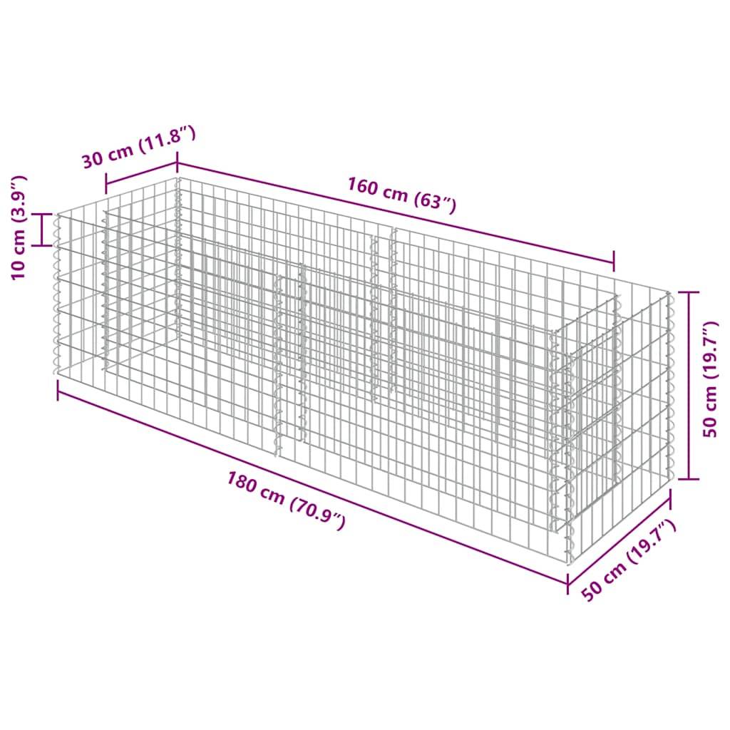 Vidaxl - Lit surélevé à gabion Acier galvanisé 180x50x50 cm vidaXL 143559 - Image 9