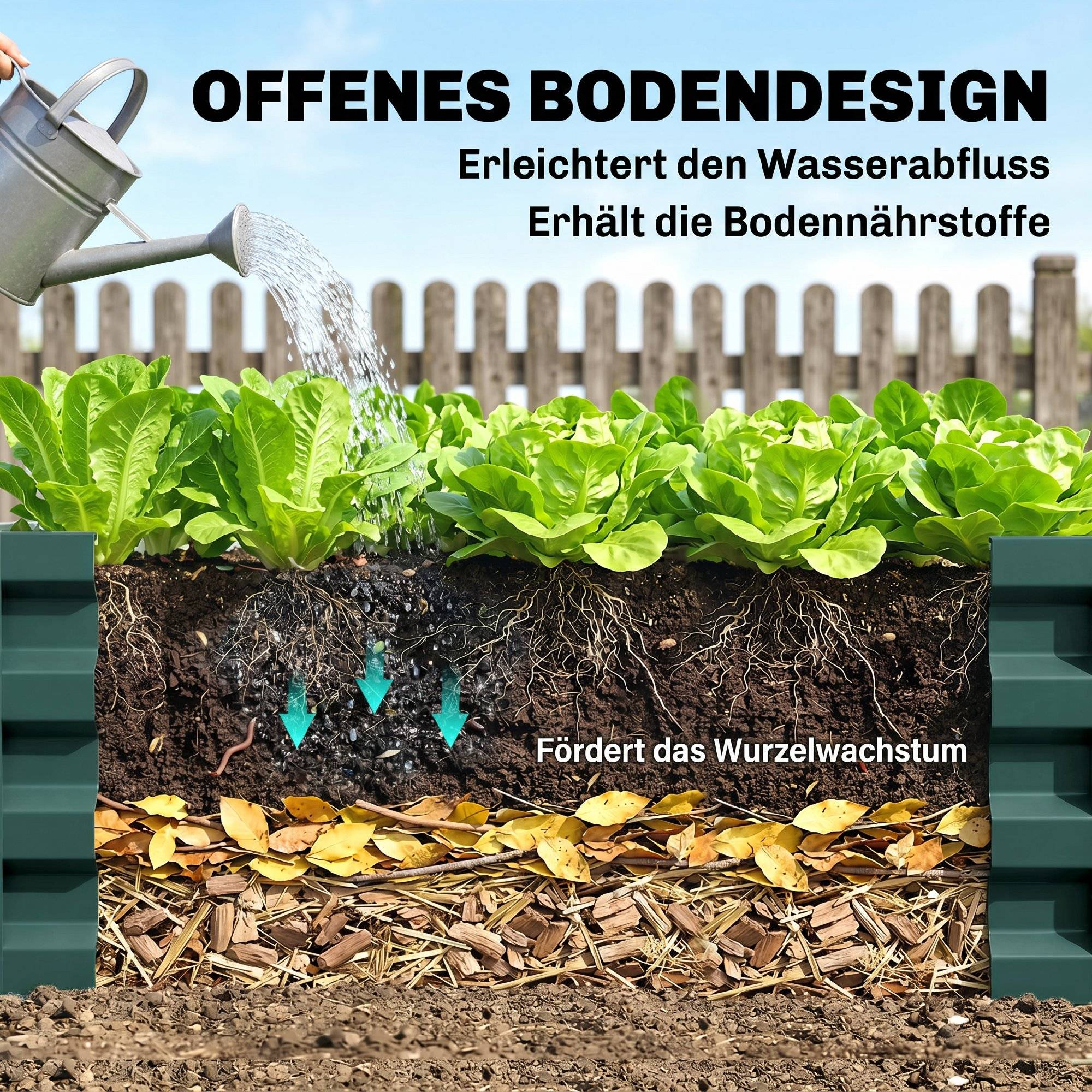 ComfortXL - Carré potager acier galvanisé pour jardin terrasse potager sans fond grand volume 120x120x30cm vert - ComfortXL Outdoor Living - Image 8