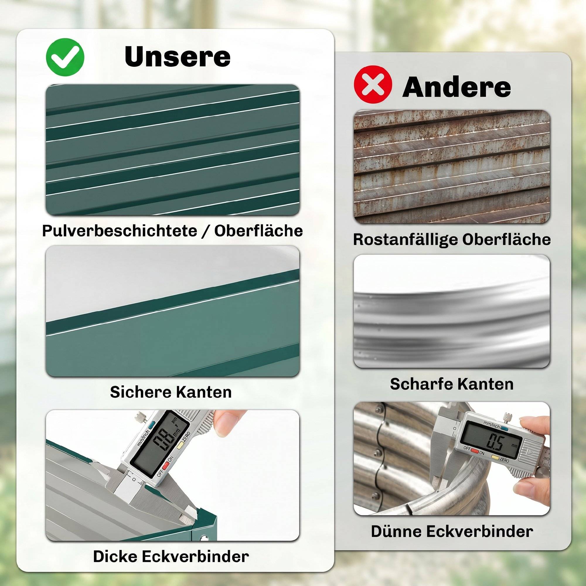 ComfortXL - Carré potager acier galvanisé pour jardin terrasse potager sans fond grand volume 120x120x30cm vert - ComfortXL Outdoor Living - Image 7