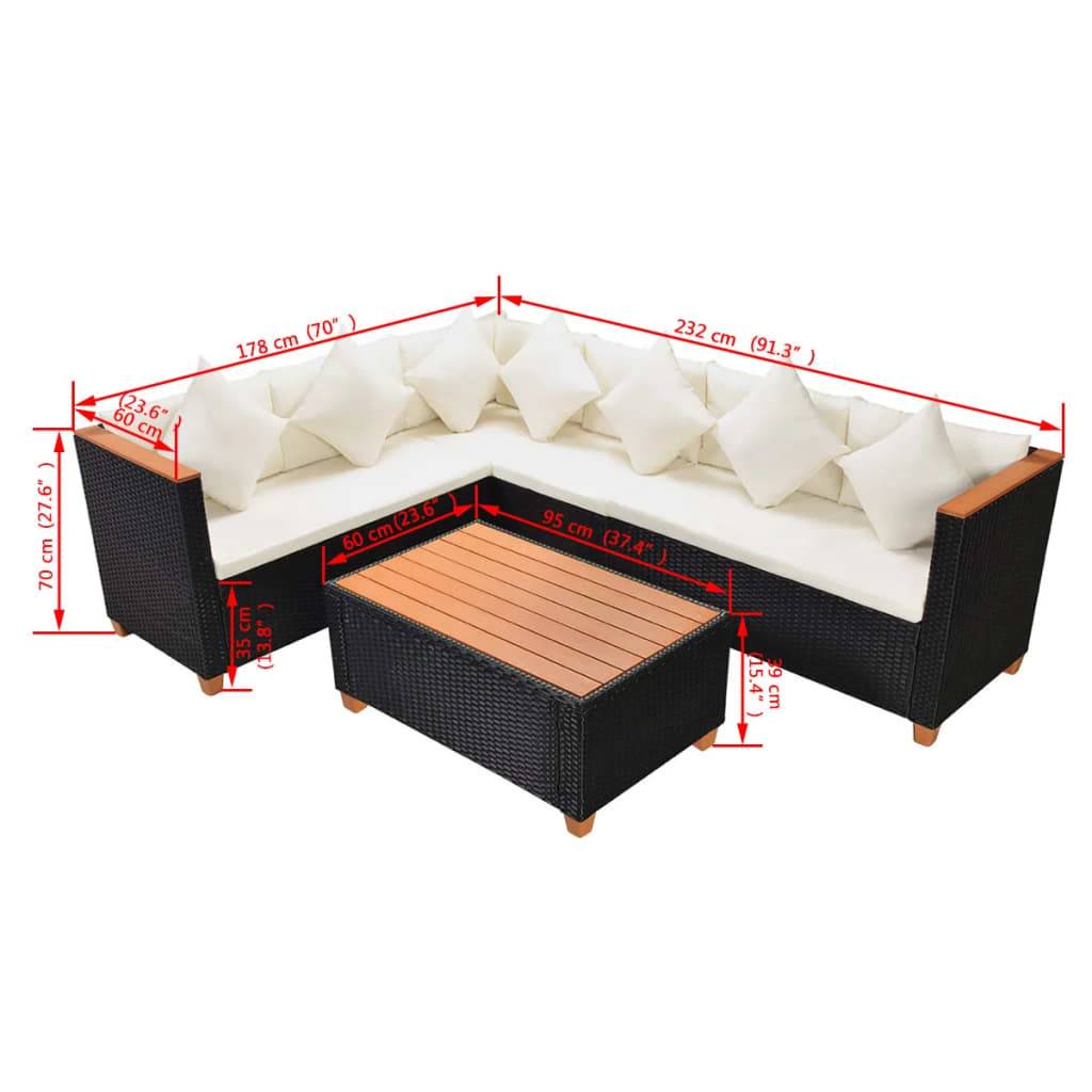 Helloshop26 - Salon de jardin meuble d'extérieur ensemble de mobilier 4 pièces avec coussins résine tressée noir - Image 7