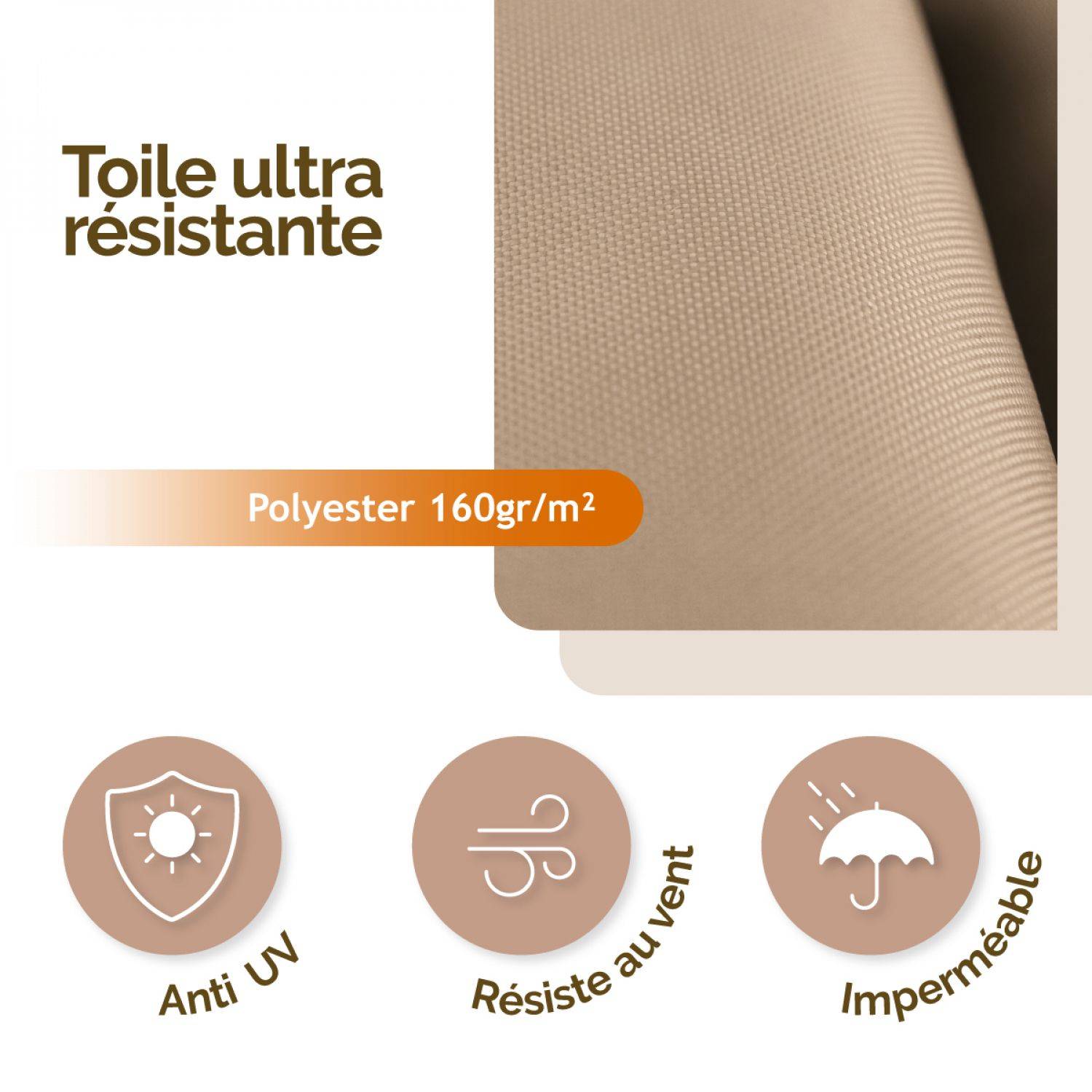 Voile d'ombrage triangulaire imperméable et anti-UV - 4 x 4 x 4 m - Taupe - Linxor - Image 3