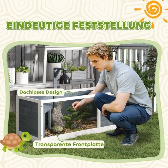 Enclos pour tortue bois de sapin gris 120 x 50 x 40 cm - PANGIVO - Image 7