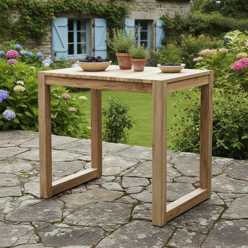 Gecko Jardin - Table haute en teck recyclé 120 cm Toscagne - Gecko Jardin - Image 5