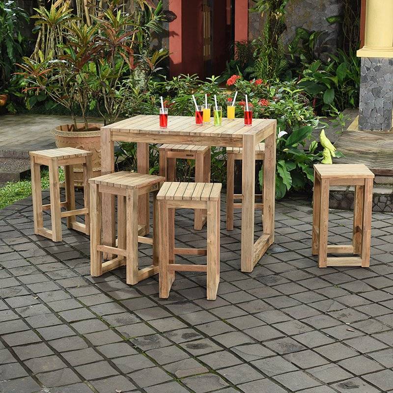Gecko Jardin - Table haute en teck recyclé 120 cm Toscagne - Gecko Jardin - Image 4