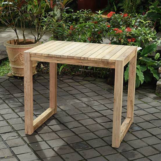 Gecko Jardin - Table haute en teck recyclé 120 cm Toscagne - Gecko Jardin - Image 1