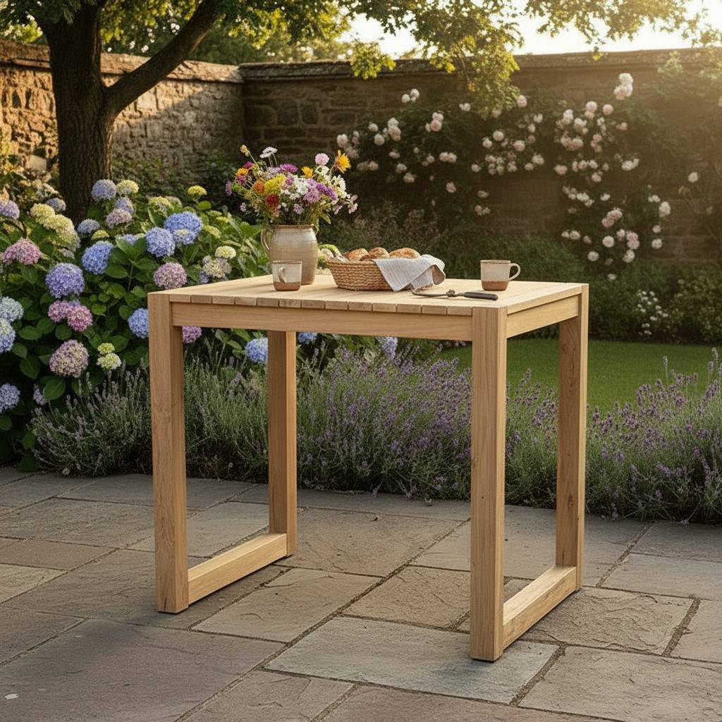 Gecko Jardin - Table haute en teck recyclé 120 cm Toscagne - Gecko Jardin - Image 6