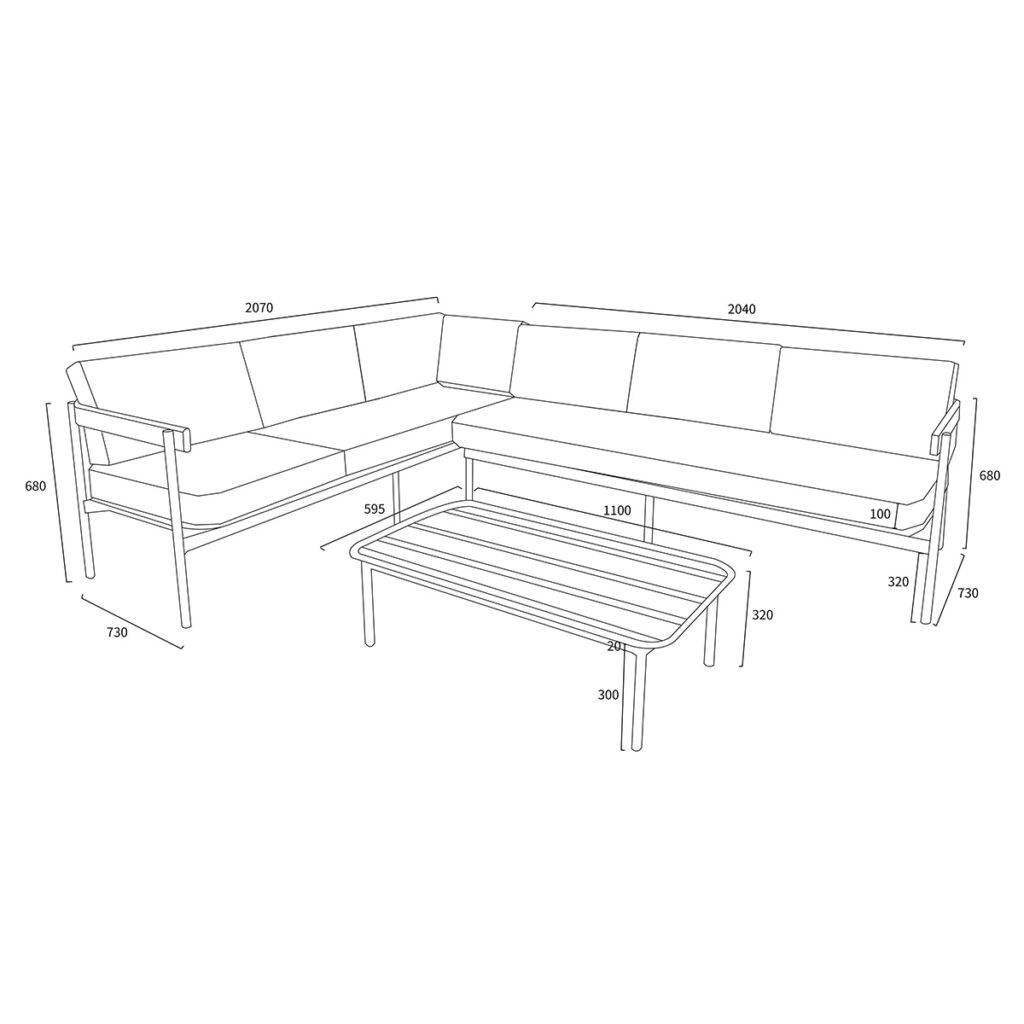 Wilsa Garden - Salon de jardin bas aluminium 6 places modulable taupe SAHARA - Image 10