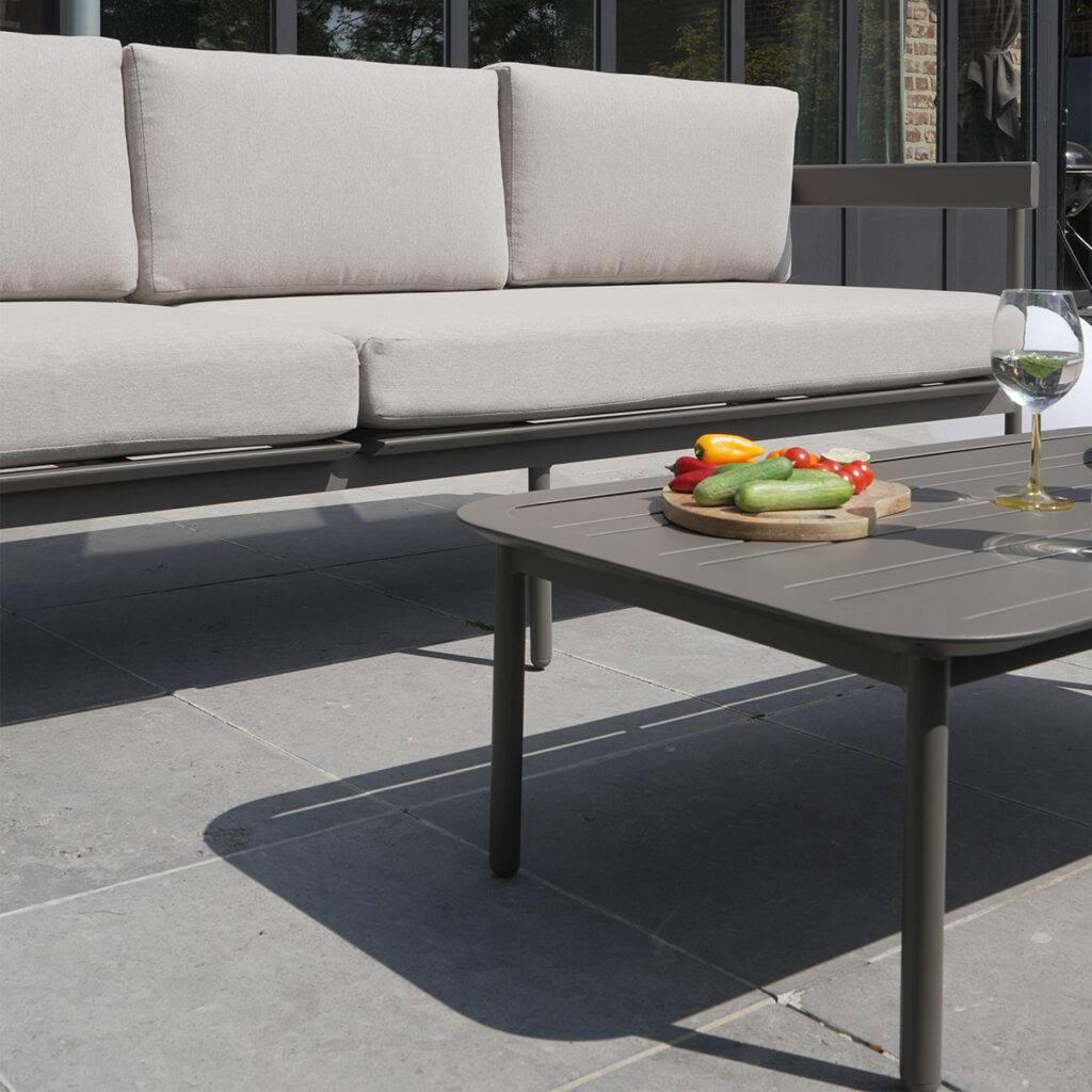 Wilsa Garden - Salon de jardin bas aluminium 6 places modulable taupe SAHARA - Image 7