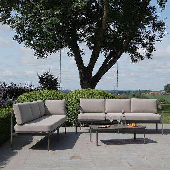 Salon de jardin bas aluminium 6 places modulable taupe SAHARA - Image 3