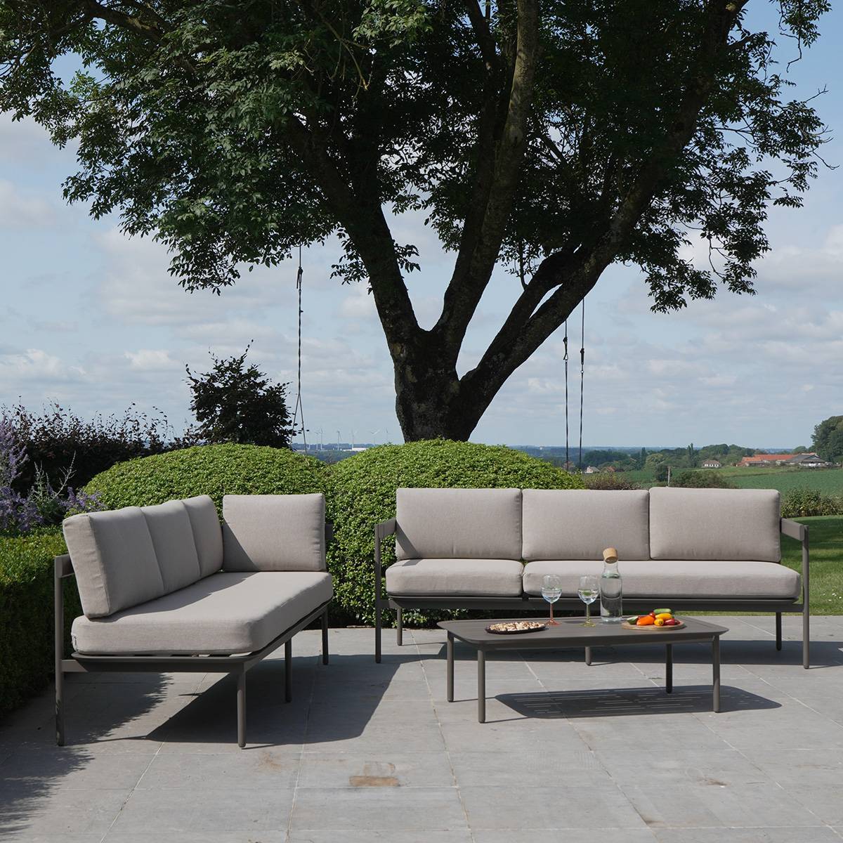 Salon de jardin bas aluminium 6 places modulable taupe SAHARA - Image 3