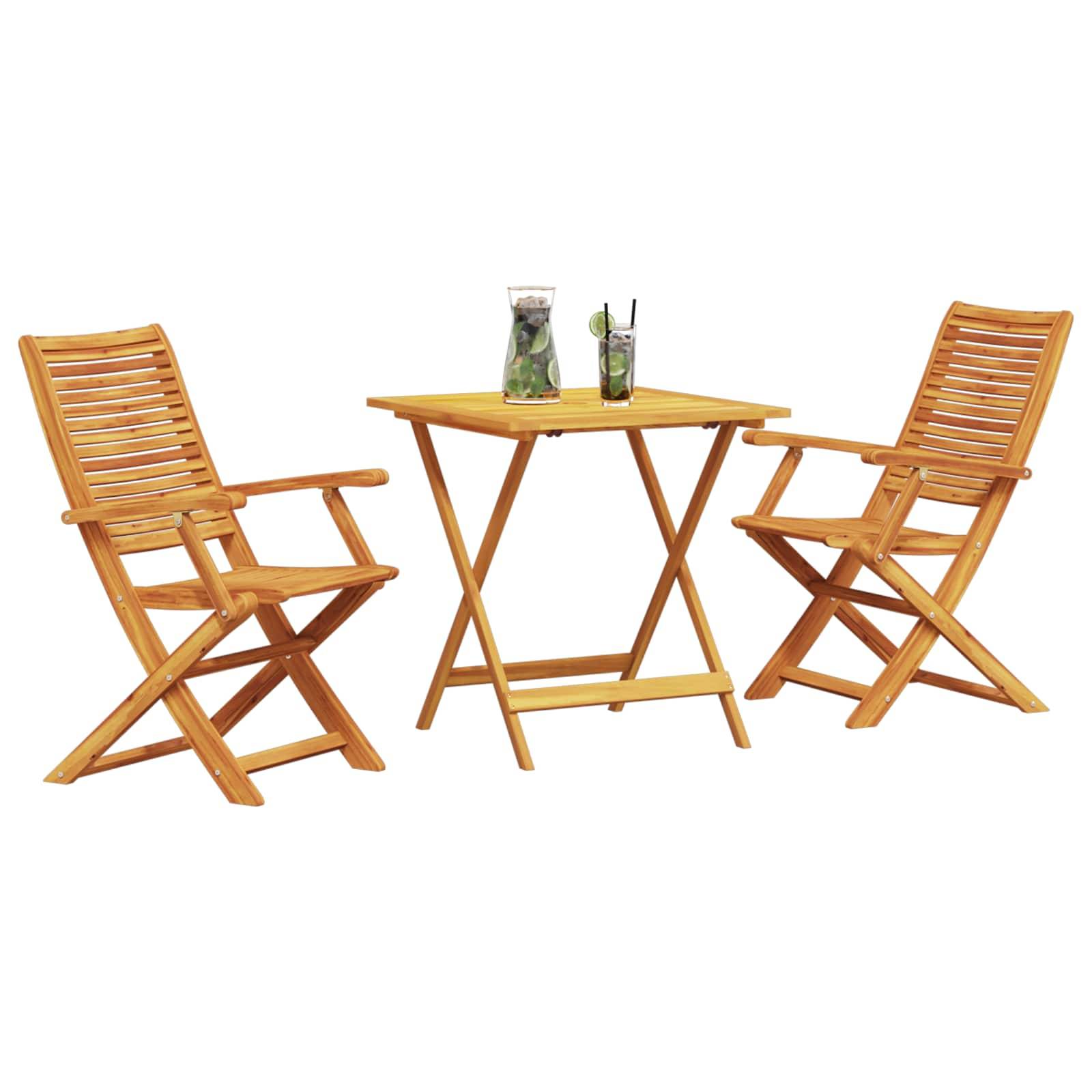 Vidaxl - Ensemble bistro pliant 3 pcs-Salons de jardin Marron Bois d'Acacia Massif 883296 - Image 3
