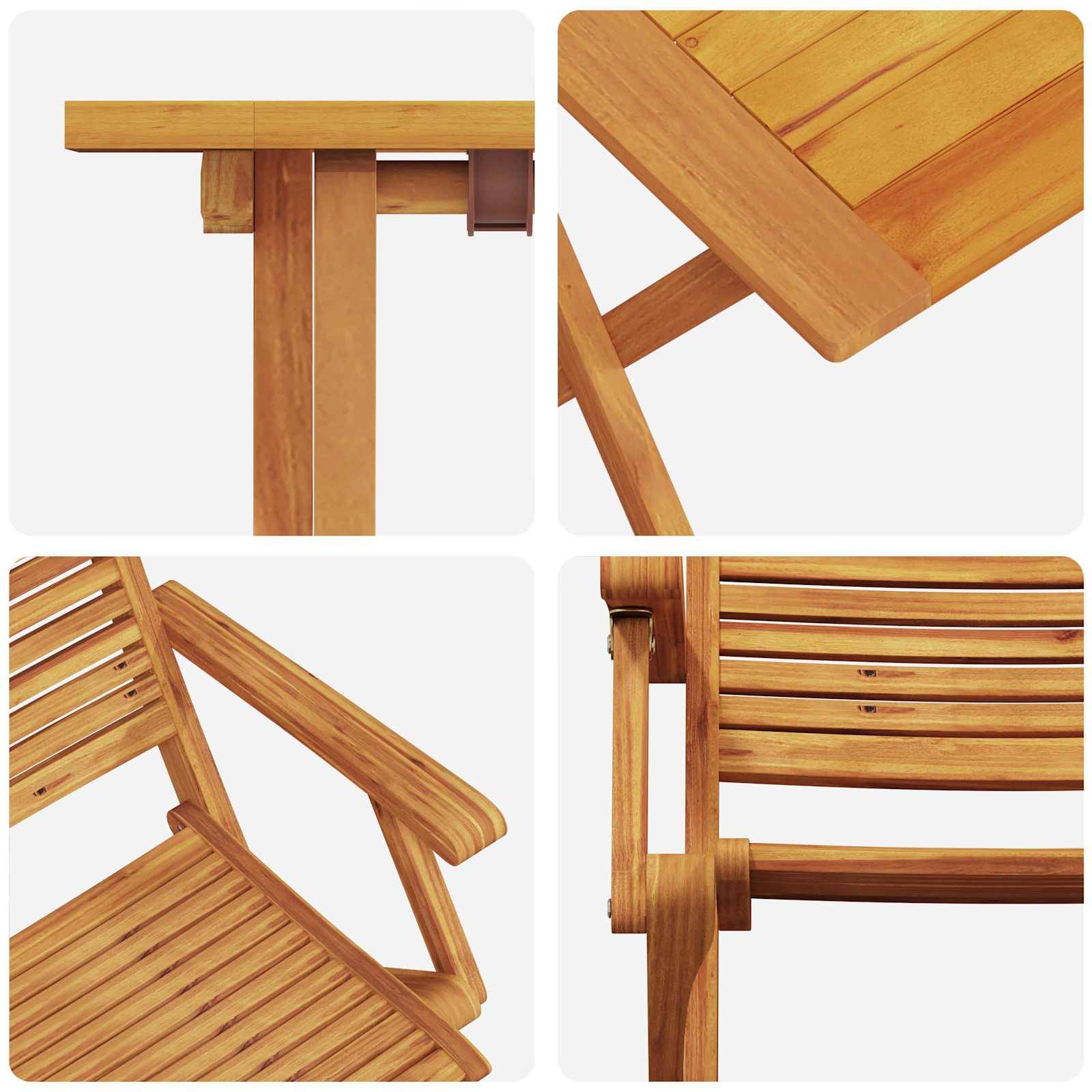 Vidaxl - Ensemble bistro pliant 3 pcs-Salons de jardin Marron Bois d'Acacia Massif 883296 - Image 7