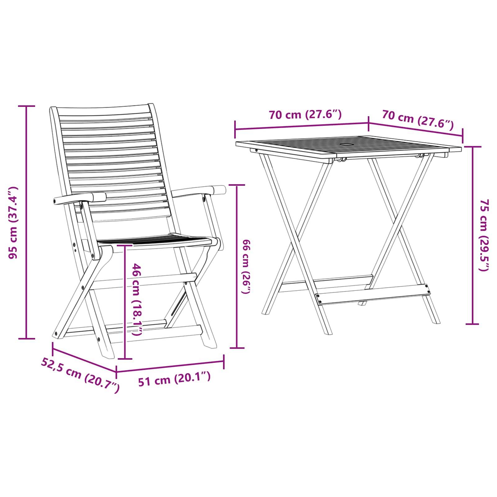 Vidaxl - Ensemble bistro pliant 3 pcs-Salons de jardin Marron Bois d'Acacia Massif 883296 - Image 9