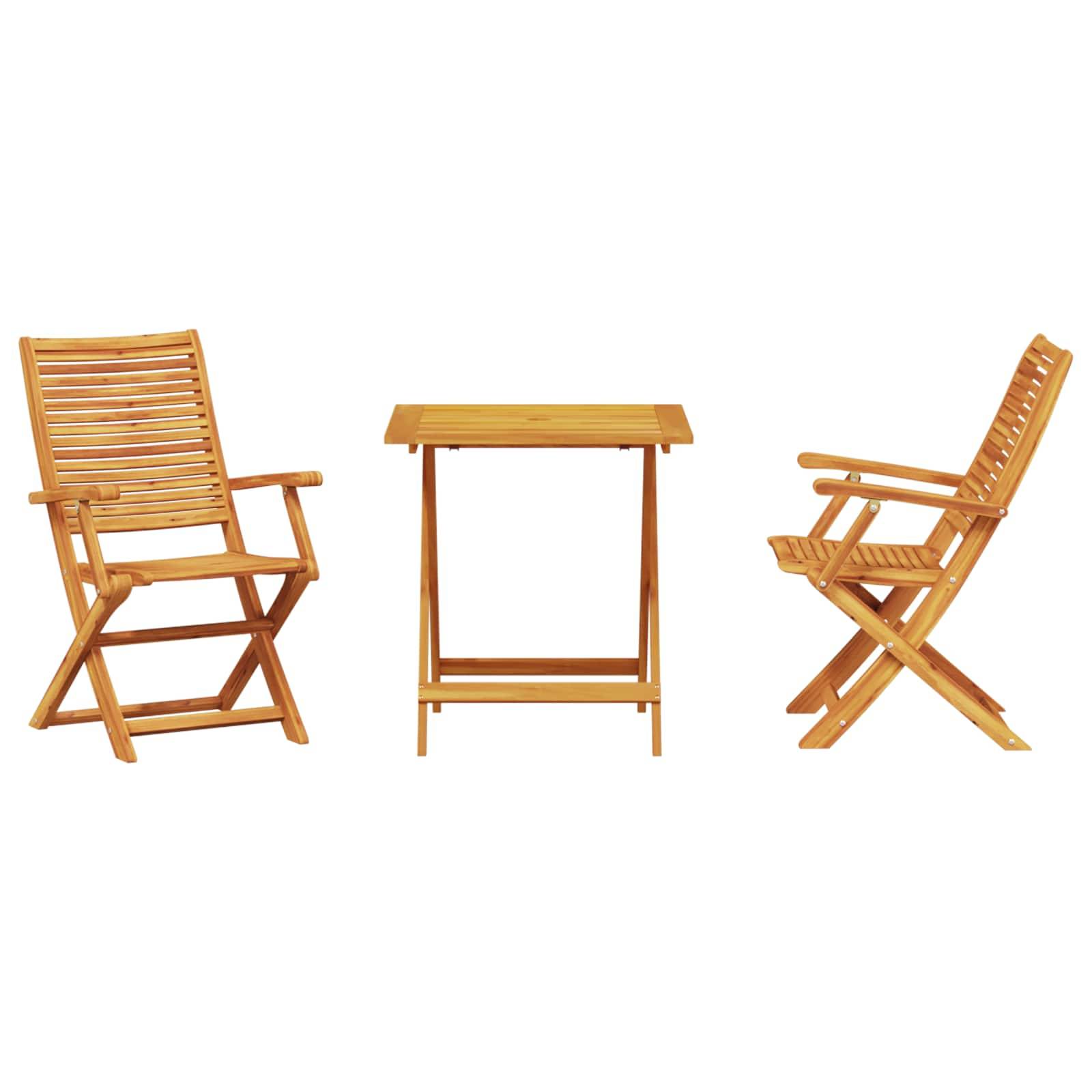 Vidaxl - Ensemble bistro pliant 3 pcs-Salons de jardin Marron Bois d'Acacia Massif 883296 - Image 4