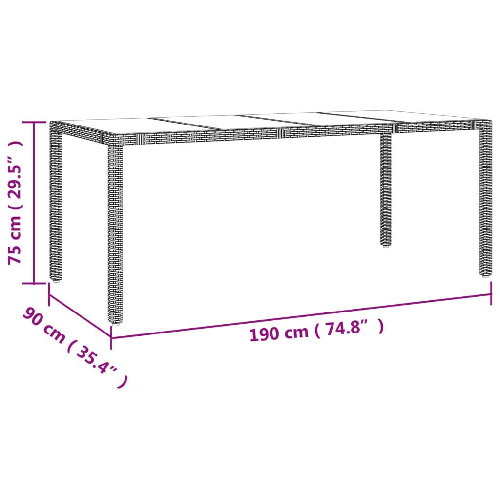 PANGIVO - Table de jardin verre trempé et résine tressée beige 190 x 90 x 75 cm - PANGIVO - Image 6