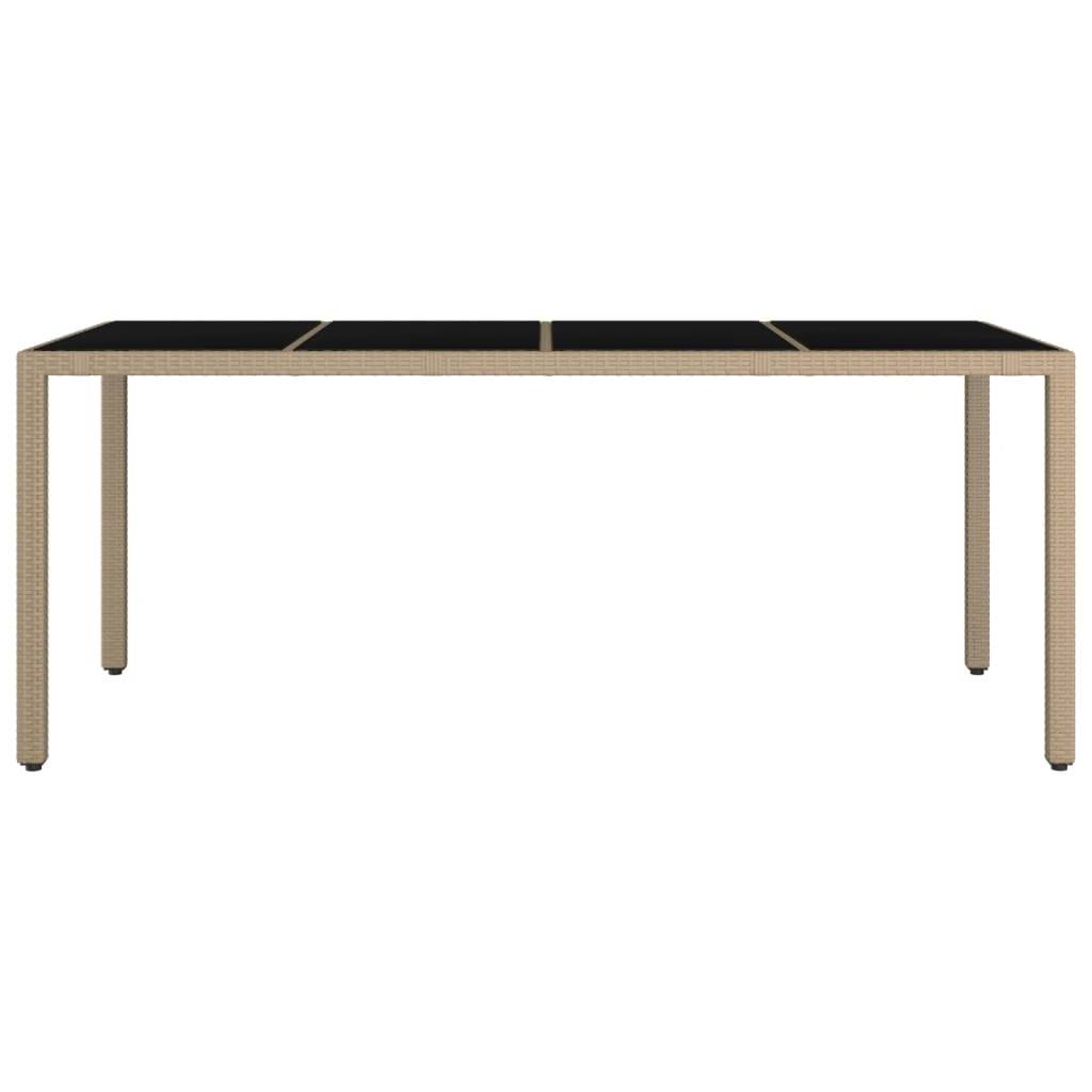 PANGIVO - Table de jardin verre trempé et résine tressée beige 190 x 90 x 75 cm - PANGIVO - Image 3