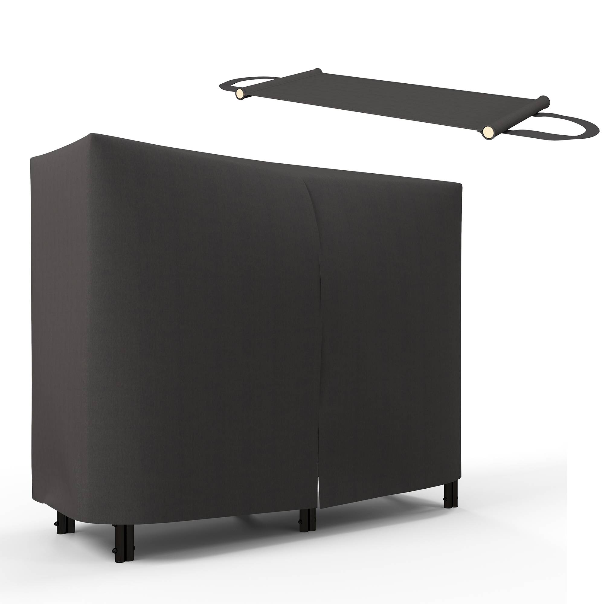 ComfortXL - Range-bûches métal noir 120 x 36 x 99 cm extérieur avec housse étanche capacité 0,33 m³ charge 150 kg - Image 2