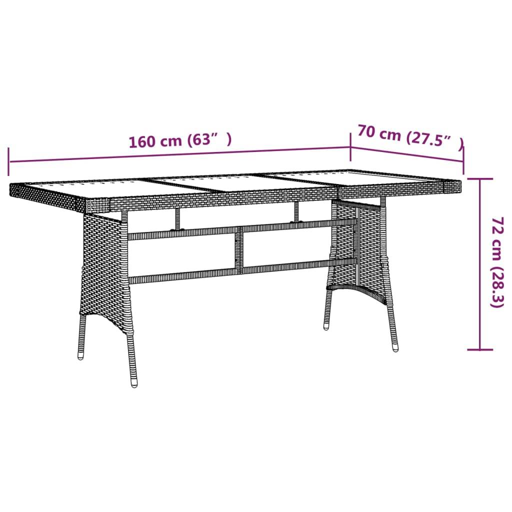 PANGIVO - Table de jardin noire résine tressée et acacia 160 x 70 x 72 cm - PANGIVO - Image 4