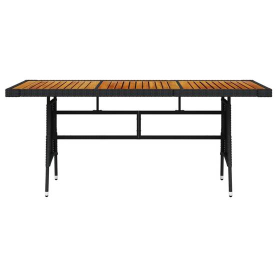PANGIVO - Table de jardin noire résine tressée et acacia 160 x 70 x 72 cm - PANGIVO - Image 2