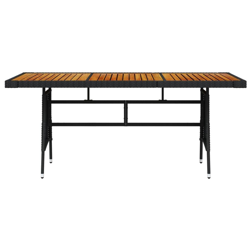 PANGIVO - Table de jardin noire résine tressée et acacia 160 x 70 x 72 cm - PANGIVO - Image 2