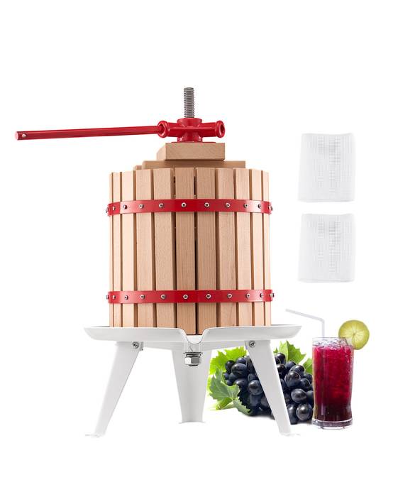 VEVOR Pressoir fruits manuel 12 L, panier bois massif, 8 blocs, presse-agrumes. - Image 1