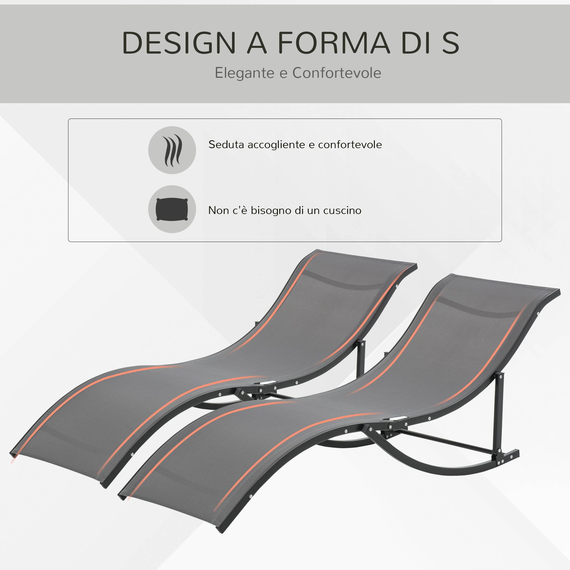 Set de 2 transats de jardin pliables, lit de bronzage en aluminium et textilène, 61x165x63 cm - Image 6