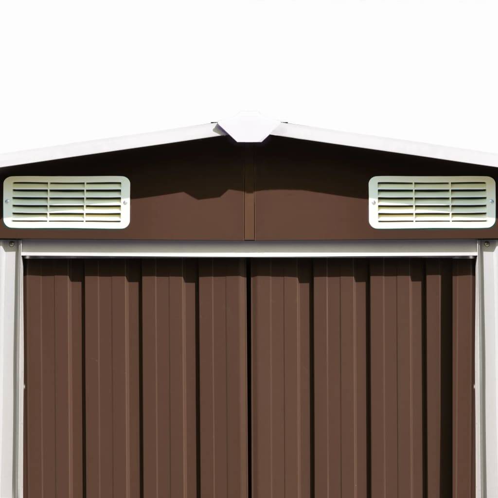 Helloshop26 - Abri de jardin cabane cabanon maison de stockage remise extérieur hangar outils robuste 257 x 489 x 181 cm métal marron - Image 5