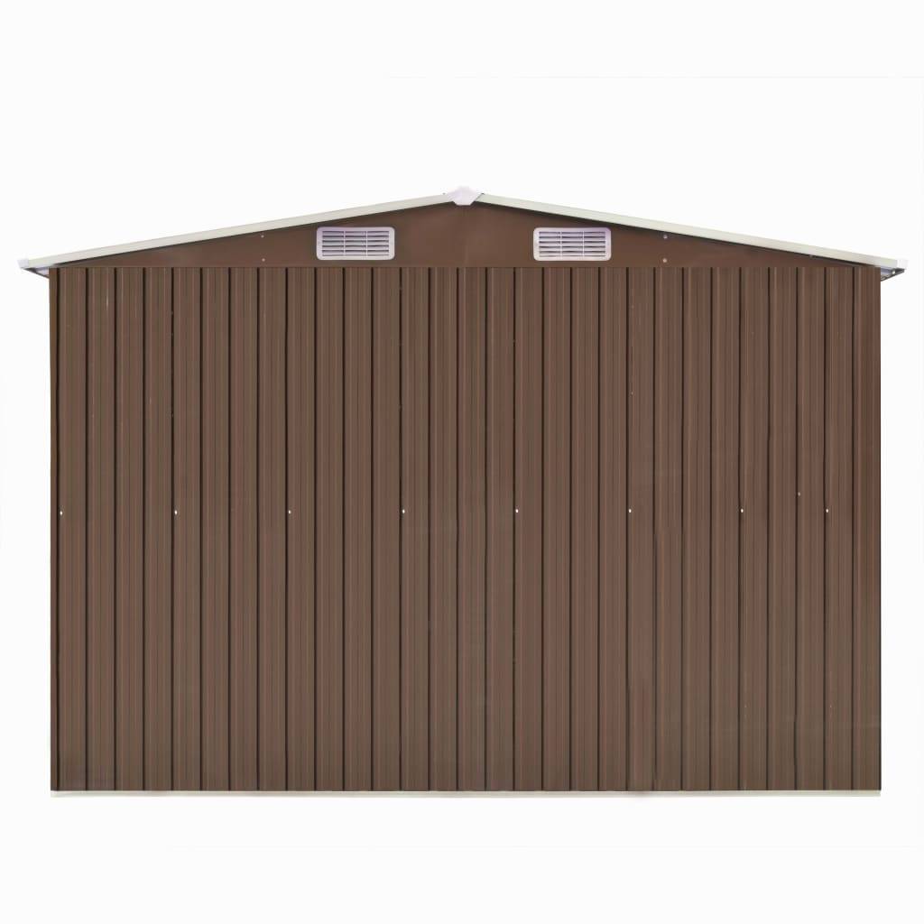 Helloshop26 - Abri de jardin cabane cabanon maison de stockage remise extérieur hangar outils robuste 257 x 489 x 181 cm métal marron - Image 3