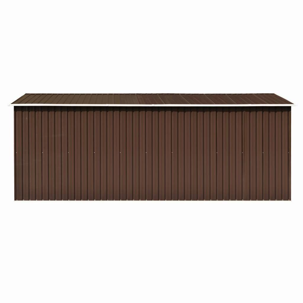 Helloshop26 - Abri de jardin cabane cabanon maison de stockage remise extérieur hangar outils robuste 257 x 489 x 181 cm métal marron - Image 4