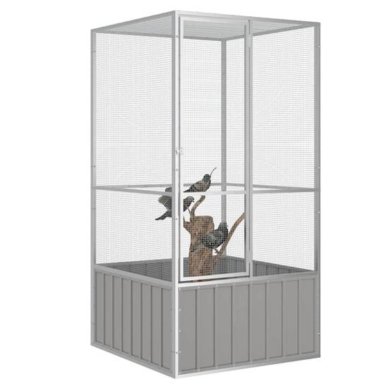 Vidaxl - Cage à oiseaux Gris 111x107x211,5 cm Acier galvanisé vidaXL 171551 - Image 2