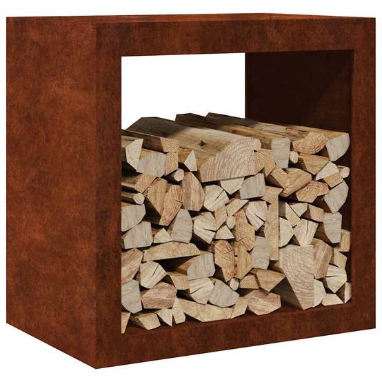 Range-bûches Carré Acier Corten Stockage Extérieur Tendance 60x40x60cm - ComfortXL Outdoor Living - Image 3
