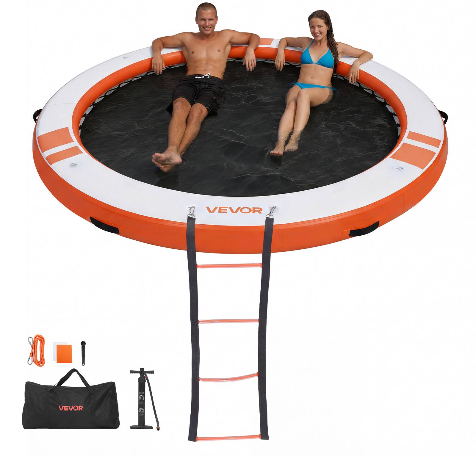 Vevor - VEVOR Quai Flottant Gonflable Plateforme de Quai Ronde 3,05 m Orange avec Sac - Image 1