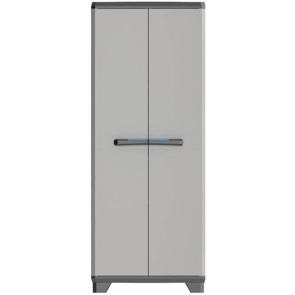 Keter - Armoire de rangement haute 3 étagères réglables 68 x 39 x 173 cm noir et gris, cadenassable - KETER