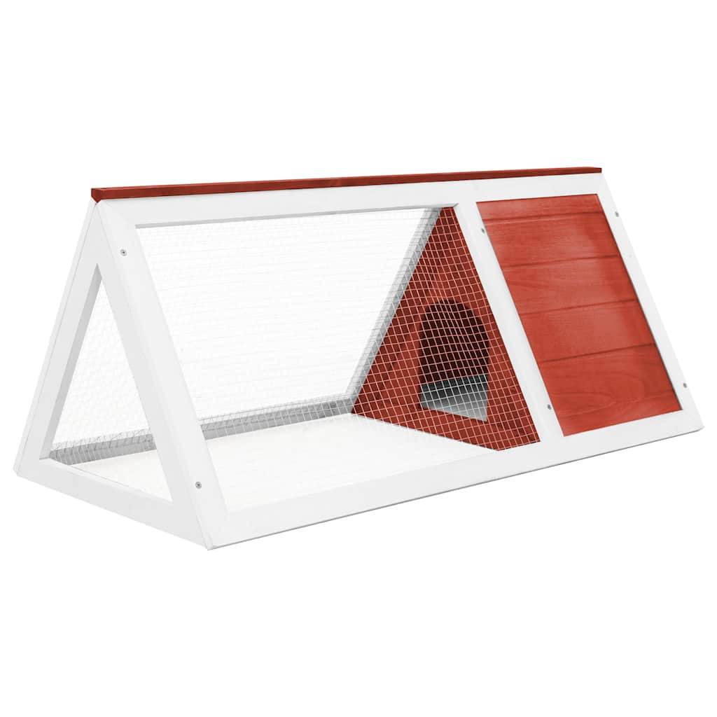 Clapier Lapin Bois Sapin Peint Cour Extérieure Parc Résistant 98x50x41cm Rouge - ComfortXL Outdoor Living - Image 3
