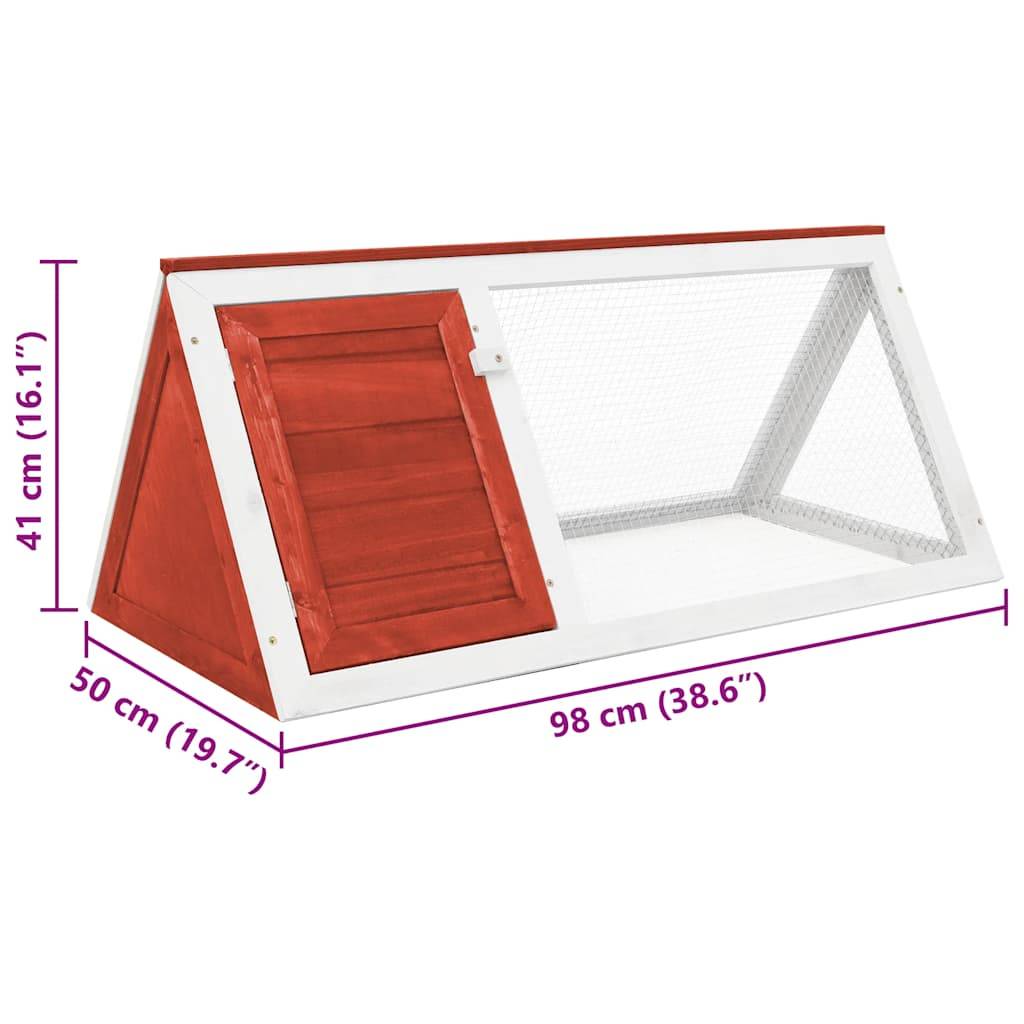 Clapier Lapin Bois Sapin Peint Cour Extérieure Parc Résistant 98x50x41cm Rouge - ComfortXL Outdoor Living - Image 5
